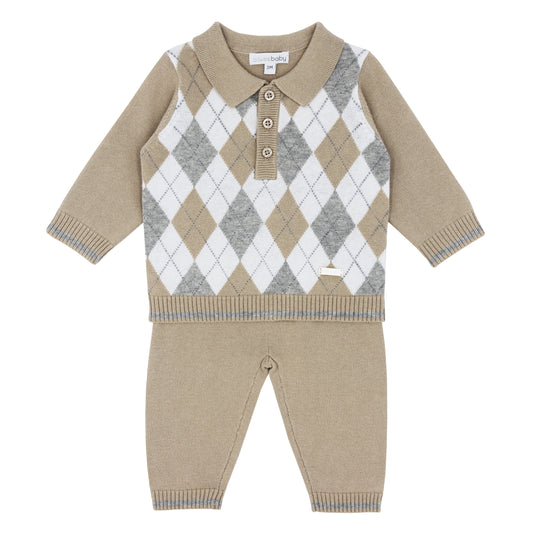 BLUES BABY- Argyle knit set ( Beige)