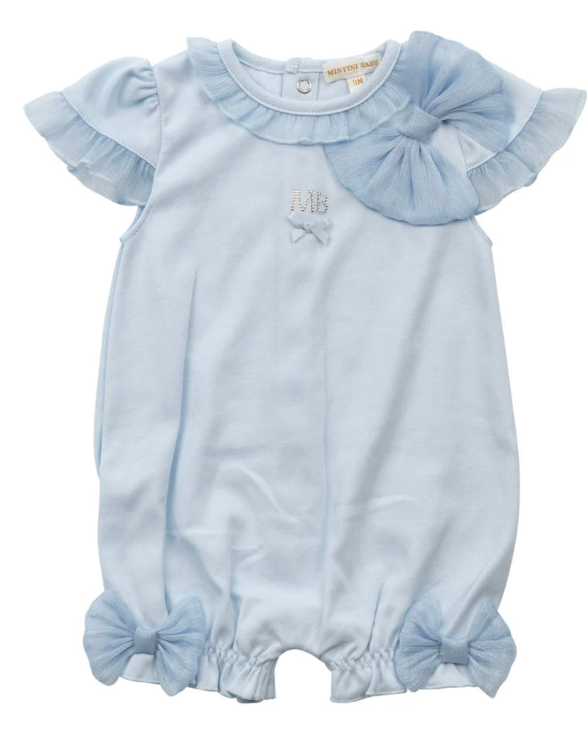 MINTINI- MB6493- Tulle Bow romper ( Blue)