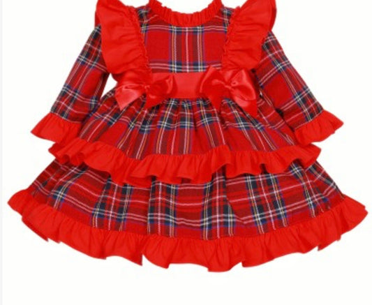 WEE ME- Frill tartan bow dress