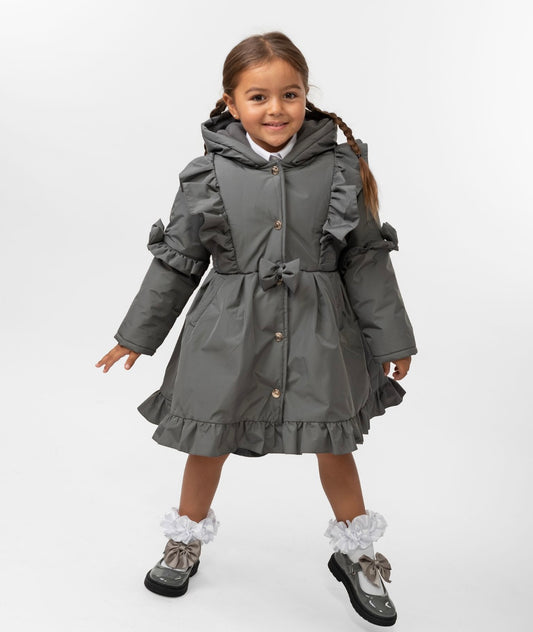 CARAMELO- Skirted bow coat (GREY)