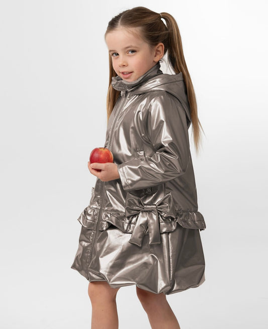 CARAMELO- metallic bow Raincoat (Grey)