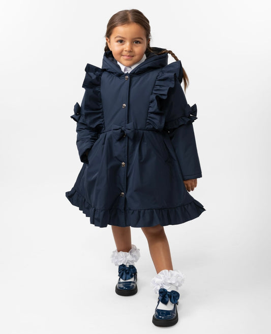 CARAMELO -Skirted coat with frill ( NAVY)