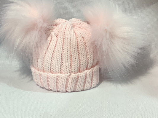 Kinder- double fur Pom Pom hat