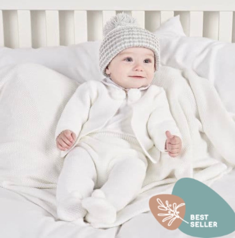 Dandelion- 2 piece knit pram suit( White)